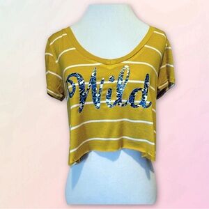 Y2K, Wild, Multi Pattern, Raw Hem Cropped, Rayon V-Neck